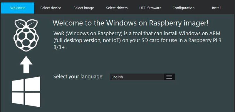 Mit dem Windows-on-Raspberry-Imager lässt sich eine spezielle "Windows 10 on ARM" Version des Betriebssystems mit vollem Funktionsumfang auf einem Raspberry Pi 4 installiert werden. Aufgrund fehlender Treiber können aber nicht alle Leistungsmerkmale des Einplatinenrechners im vollen Umfang genutzt werden.