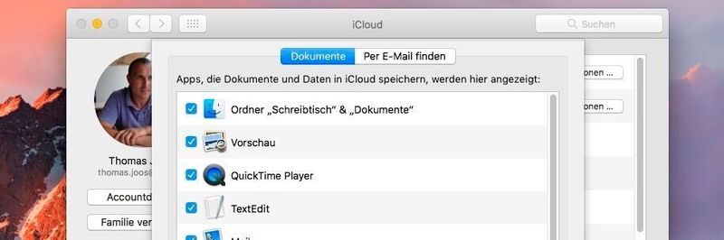 Datensicherung und -wiederherstellung mit iCloud & Co.: In macOS lassen sich Daten aus den wichtigsten Verzeichnissen mit iCloud synchronisieren.