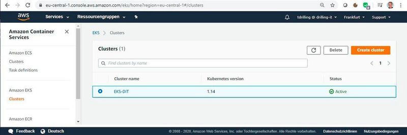 Haben wir alle Angaben gemacht und bestätigt, wird der Cluster aktiv.