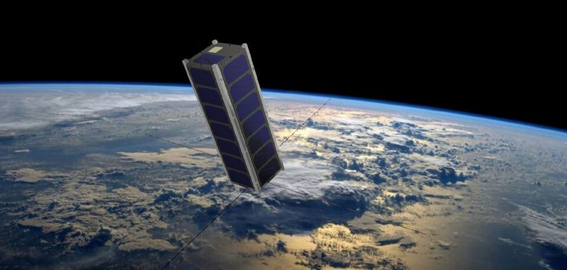So könnte es einmal aussehen, wenn der Kleinsatellit INNOcube im Orbit ist.