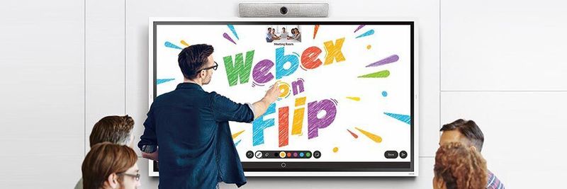 Webex on Flip ist eine Softwarelösung für kreative Teamarbeit über das Flip 2 von Samsung.
