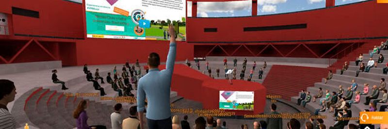 Bei virtuelle 3D-Kongresse können die Teilnehmer mihilfe ihrer Avatare interagieren. Die Technologie ist mit jedem gängigen Endgerät nutzbar.
