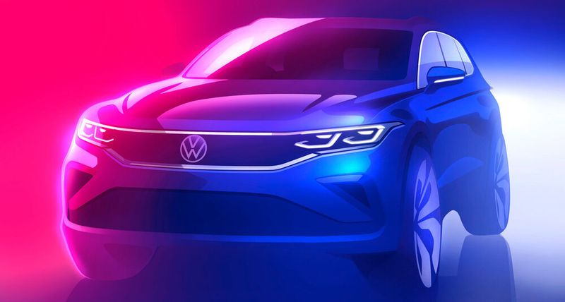 VW hat eine erste Skizze vom gelifteten Tiguan veröffentlicht, der im Sommer auf den Markt kommen soll.