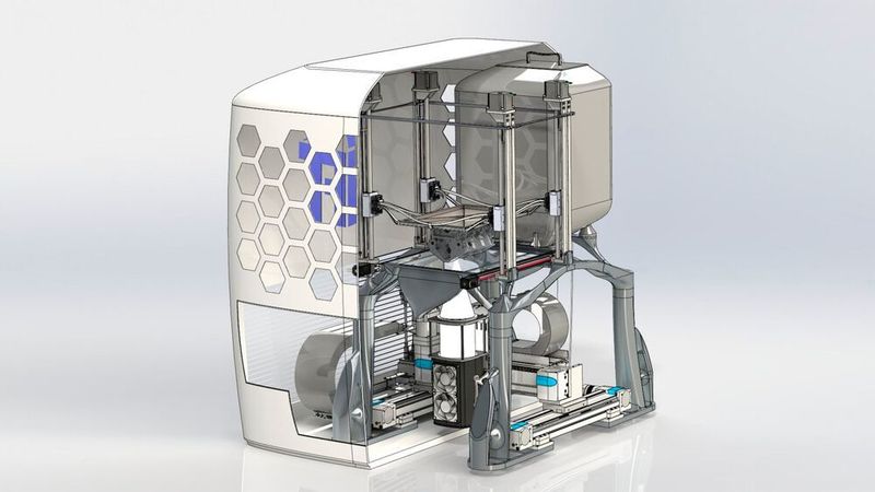Der von der TU graz entwickelte 3D-Druckers schmilzt Metallpulver mittels Hochleistungs-LED-Lichtquellen auf.