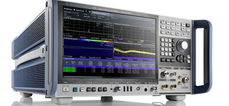 Der Signal- und Spektrumanalysator R&S FSW kann das Frequenzspektrum des Radarimpulses darstellen.