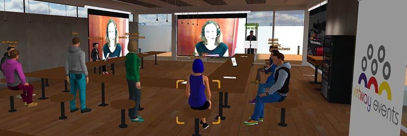 In den 3-D-Welten von Virtway erfolgen Interaktion und 3-D-Sprachkommunikation in Echtzeit durch Avatare.