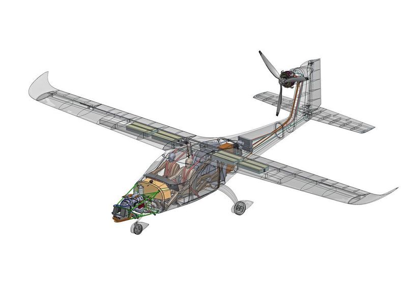Nachdem der Antriebsstrang alle Tests auf dem Prüfstand in der Werkhalle in Grenchen gemeistert hat, stand die Konstruktion der optimalen Flugzeugzelle an. Konstruiert wurde mit Solidworks.