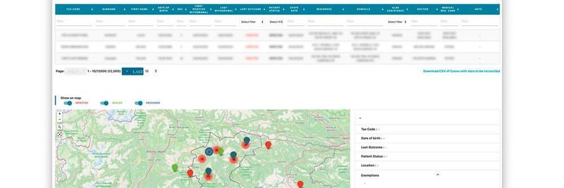 Der Überblick über die infizierten/getesteten Personen inklusive Geodaten erleichtert die Nachverfolgung von Infektionsketten.