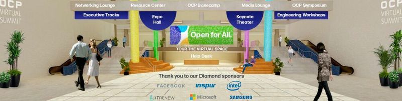 Der OCP Summit 2020 fand komplett virtuell statt - hier die "Eingangshalle"