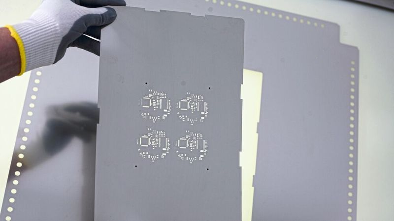 SMD-Schablone: Bei jedem Arbeitszyklus wirkt auf die Schablone ein bestimmter Druck, um die Paste durch die Öffnungen in der Schablone auf die Leiterplatte aufzutragen. Mit der Zeit verringert sich die Spannung der Schablone und somit auch die Druckqualität.