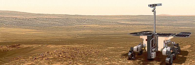 So sieht der europäische Rover aus. Maxon ist hier mit mehr als 50 Aktuatoren, vom Radantrieb über die Probenverteilung bis zur Kamerabewegung, in 17 verschiedenen Konfigurationen aus bürstenbehafteten oder -losen DC-Motoren in Kombination mit Getrieben, Bremsen und Encodern dabei.