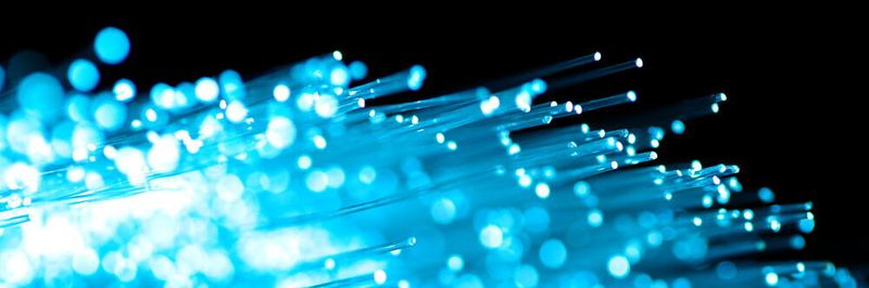 Glasfasern werden zur optischen Übertragung von Daten verwendet.