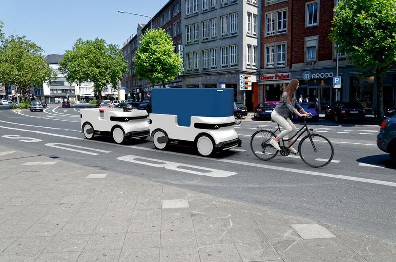 Der Zusteller selbst steuert die Helfer mit einem mobilen Device.