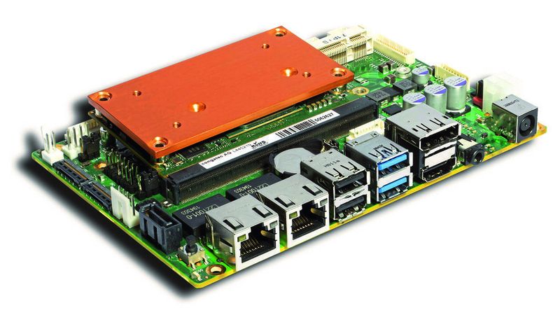 Applikationsfertig: das größenoptimierte Carrierboard conga-SMC1/SMARC-x86 im 3,5-Zoll-Formfaktor.
