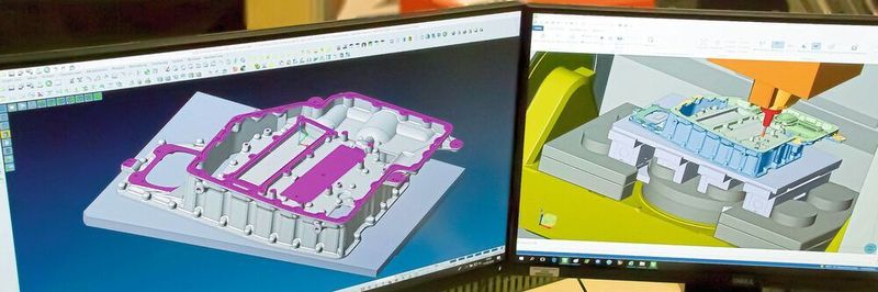 Programmieren (l.) und Simulieren (r.) mit dem CAD/CAM-System VISI beschleunigt den Ablauf von der Konstruktion zur Bearbeitung.