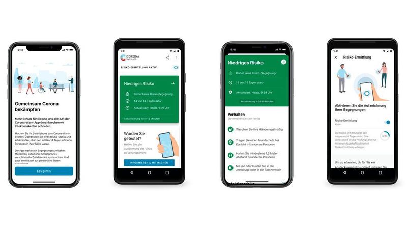 Corona-Warn-App: So sieht die benutzerfreundliche Oberfläche der deutschen Variante aus.
