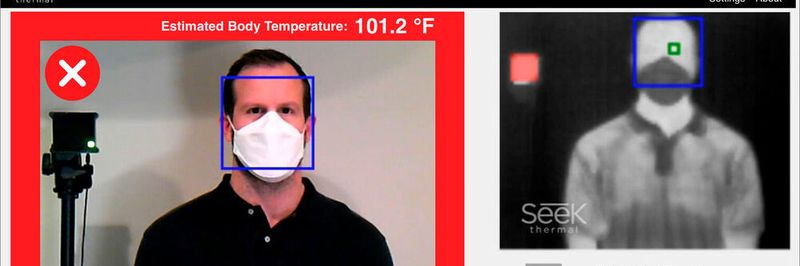 Mithilfe des Wärmebildsystems lässt sich die Körpertemperatur im Gesicht einer Person bestimmen