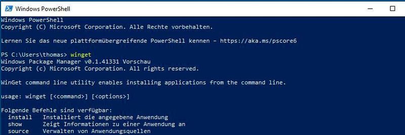 Mit winget.exe kann der Windows Package Manager genutzt werden.