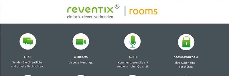 Reventix Rooms ist für bis zu 20 Teilnehmer ohne Qualitätsverluste bei der Übertragung der einzelnen Videos konzipiert.