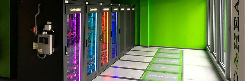 Die Server im Micro-Datacenter von Cloud & Heat, Eurotheum, Frankfurt am Main, liefern ganz nebenbei die Wärme für das Hotel in den oberen Stockwerken.