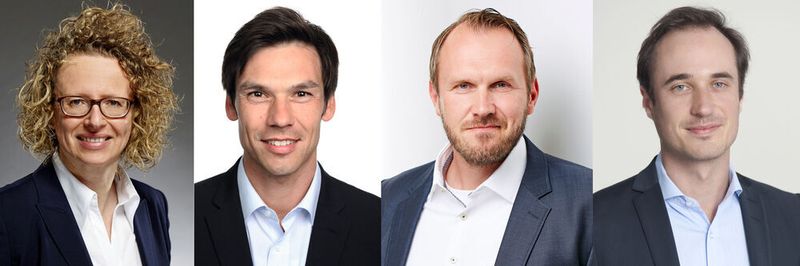 Da Simone Blome-Schwitzki eine Rolle in der Also Holding übernimmt, wird Adreas Ruhland (2. v. l.) Sprecher der Geschäftsführung von Also Deutschland. Mike Rakowski (3. v. l.) und Philipp Koch rücken in das Gremium nach.