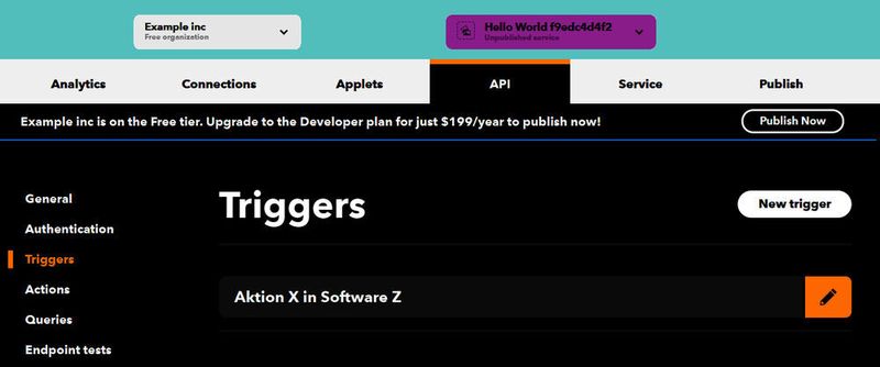 Die Entwicklungsumgebung von IFTTT im Browser.
