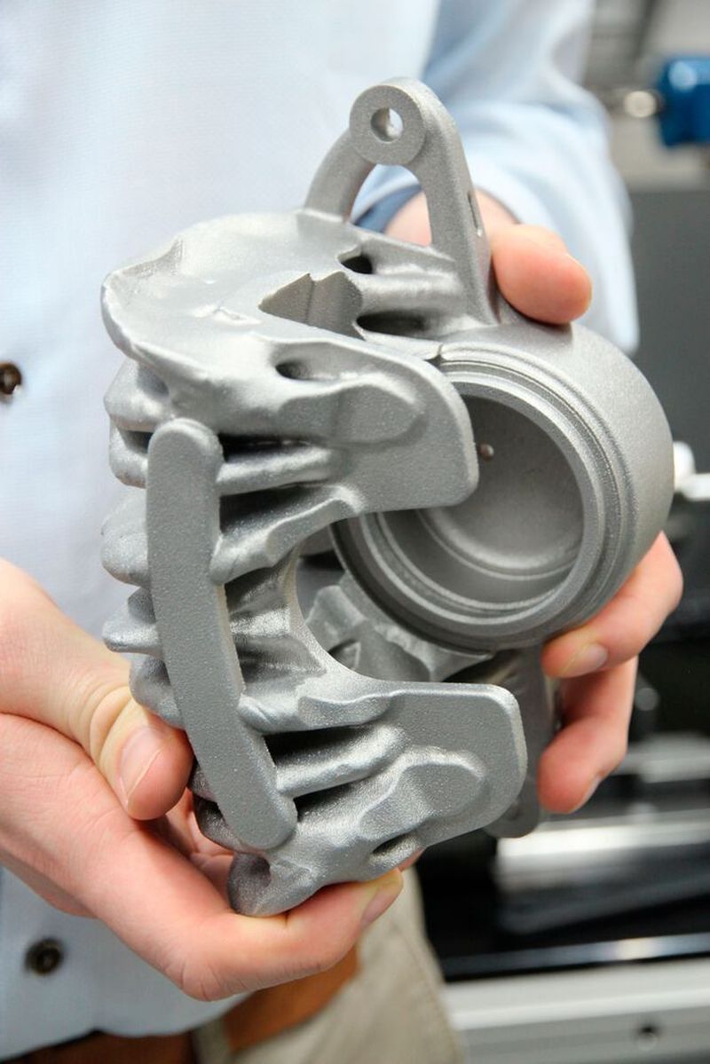 Ein Bremssattel, der mit der 3D-Druck-Technik hergestellt wurde.