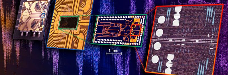 Der neue, sehr kompakte Chip vereint erstmals die schnellsten elektronischen und lichtbasierten Elemente in einem einzigen Bauteil. (Bild: )