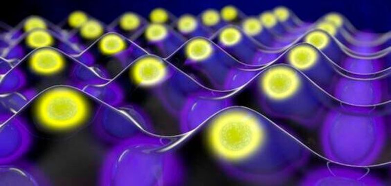 Elektronenverteilung im Inneren eines Kalziumfluorid-Kristalls.