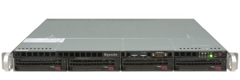 Der „1U-E21“ von Aquado mit einem „Xeon-E“-Prozessor aus der „Coffee-Lake“-Familie basiert auf dem „Supermicro 5019C-M“.