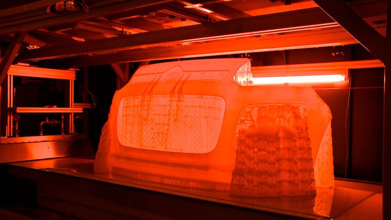 Auf den Mammoth-SLA-Druckern bei Materialise können Bauteile von über zwei Metern Länge am Stück gefertigt werden.