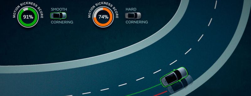 Künftige autonome Fahrzeuge von Jaguar Land Rover sollen Reisekrankheit durch vorausschauendes Beschleunigen, Abbremsen und Lenken verhindern.