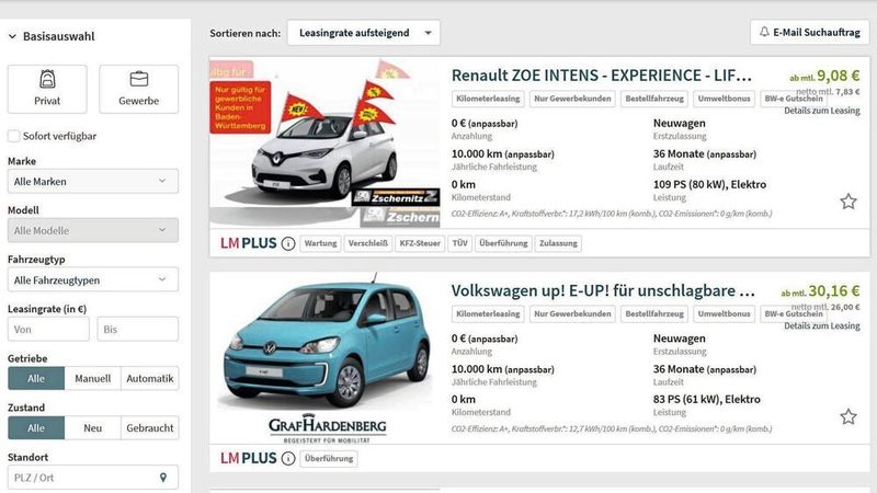 Der erhöhte Umweltbonus führt im Leasinggeschäft mit Elektroautos zu Schleuderpreisen.