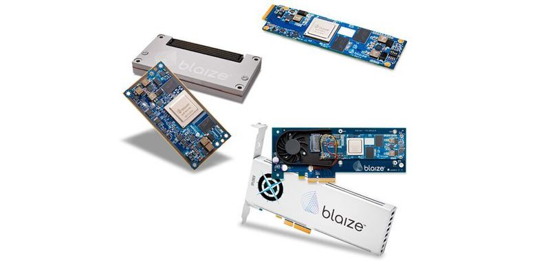KI-Startup Blaize will mit seiner GSP-Architektur den Edge-KI-Markt revolutionieren, nun hat es seine ersten Produkte enthüllt: Die Xplorer-PCIM-Karten (rechts) sowie das Pathfinder P1600 System-on-Module (links).