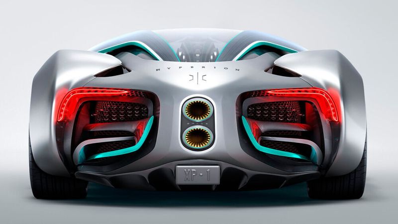 Eindrucksvoll ist das futuristisch gezeichnete Heck des Hyperion XP-1.