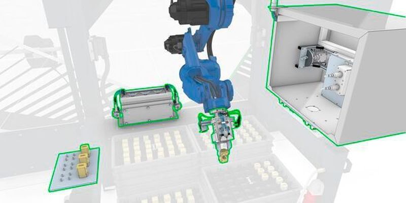 Der Robo Operator kann eigenständig an einer Werkzeugmaschine arbeiten. Hier sieht man eine Simulation.