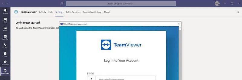 Nach der Anmeldung mit ihrem TeamViewer-Account können Anwender aus Microsoft Teams heraus Remote-Support- und Augmented-Reality-Sessions starten.