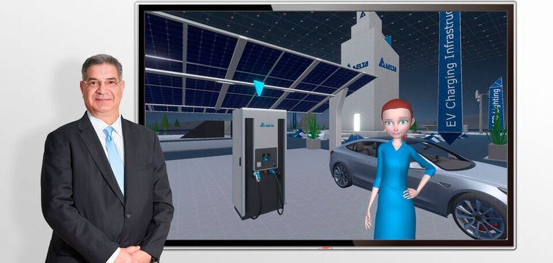 Nach Absage der Fachmesse Intersolar 2020 setzte Delta auf sein eigenes Format der vituellen Tradeshow und präsemntierte in einem 360°-Standrundgang die Neuheiten.