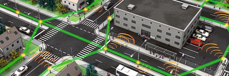 Mobilfunknetz der Zukunft: Extrem kleine Funkzellen („Radio Cell“, orange) sind über drahtlose Terahertz-Verbindungen („High-Capacity THz link“, grün) miteinander verknüpft.