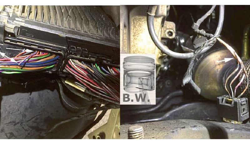 Nachdem Burkhardt Wild die Leitung des Getriebesensors durchtrennt hatte (li.), lag ein sauberes Fünf-Volt-Signal an. Eine innerlich verschmorte Leitung (re.) hatte per Kurzschluss die fünf Volt „geklaut“.