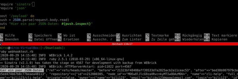 Ein GitHub-Webhook lsst sich einfach mit ngrok und Sinatra umsetzen.