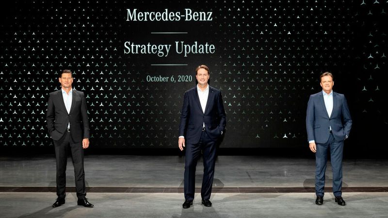 Präsentierten Investoren am Dienstag virtuell die neue Mercedes-Strategie (v.l.n.r.): Finanzvorstand Harald Wilhelm, CEO Ola Källenius und COO Markus Schäfer.