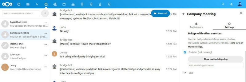 Nextcloud Talk integriert unter anderem den Messagingdienst Slack.
