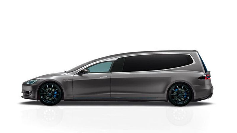 Der Sonderfahrzeugbauer Binz bietet künftig Bestattungsfahrzeuge auch auf Basis eines Tesla Model S.