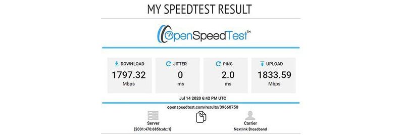 NextLink erreichte mit der 60-GHz-cnWave-Lösung von Cambium Uplink- und Downlink-Geschwindigkeiten von rund 1,8 GBit/s.