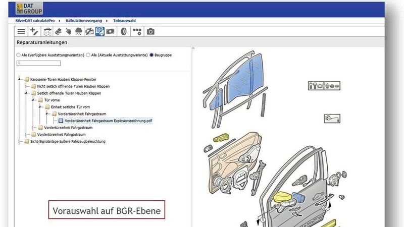 Die Kalkulationssoftware „Silver DAT 3“ bieten ihren Nutzern mittlerweile auch den Zugriff auf OEM-Reparaturanleitungen sowie eine direkte Verlinkung zu „Repair-Pedia“ des ZKF.