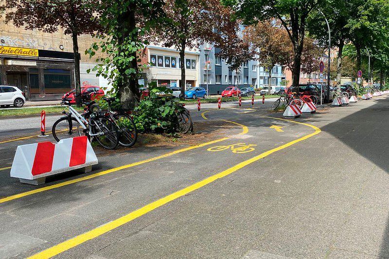 Pop-up-Radweg in Hamburg.
