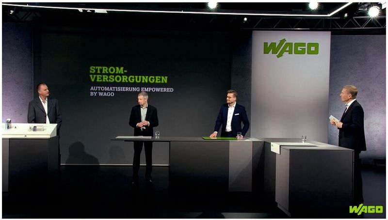 Die Wago-Experten (v.l.) Frank Sellke, Business Development Manager Interface, Stefan Wagner, Head of Product Management Power Supplies, Florian Kothe, Business Development Manager Interface, sowie Michael Nordholz, Project Manager, sprechen über die steigenden Anforderungen an Stromversorgungen in der Industrie.