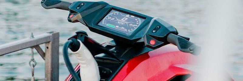 Tiaga’s ‘Orca’ all-electric jetski. The powerful onboard computer behind Orca's dashboard shows riders the state of charge, as well as GPS mapping and several other features.