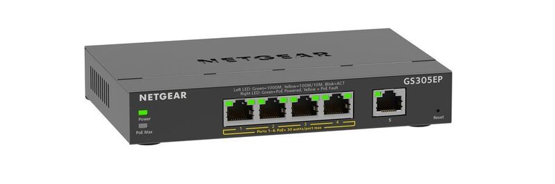 In addition to the GS305EP there are three other models of Switches with PoE+ by Netgear.